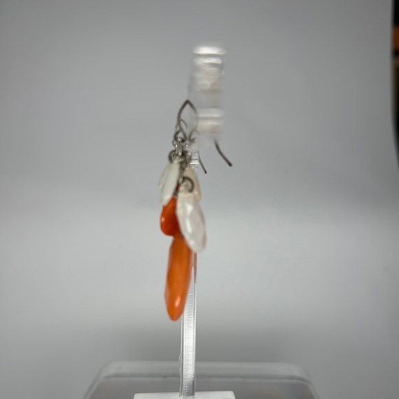 Elegant Orange and White Dangle Earrings - Picture 3 of 4